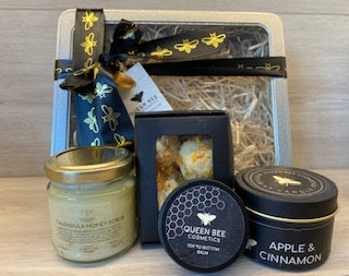 Pamper Gift Tin Set - Natural Balms, Beeswax Candle, Sugar Scrub and Bath Melts