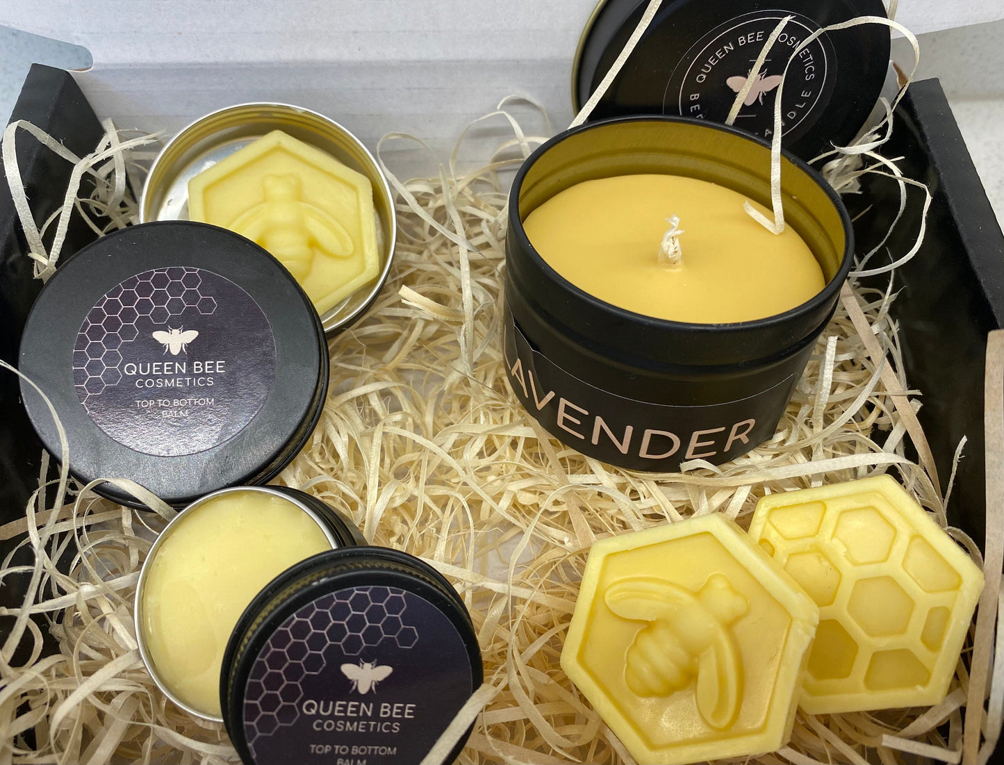 Honey Bee Gift Set, Natural Balms, Beeswax Candle and Wax Melts